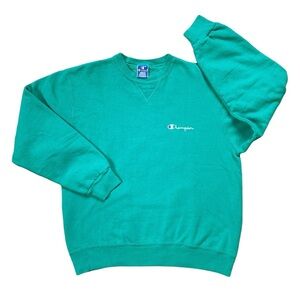 Vintage 90s Champion Script Sea Green Crewneck Sweatshirt